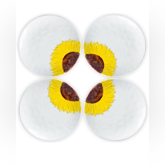 Sunflower 8 Inch Round Serving Platter White Serving Trays Set Of 4 (028) - Picture 1 of 5